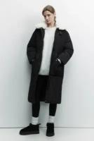 Пальто женское Befree Куртка-парка длинная утепленная с меховым воротником 2341442197-50-L/XL черный размер L/XL
