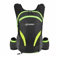 Рюкзак велосипедный Energy Backpack Light 15 литров, карман под гидратор, поясной ремень, сетка для шлема, черный/салатовый