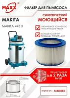 Патронный фильтр складчатый синтетический, моющийся для пылесоса Makita 445 X, 83202BEB