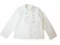 Школьная блузка для девочки с жабо, белая, Сказка, размер 116-60