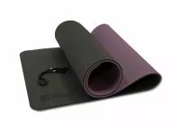 Коврик для йоги 10 мм двухслойный TPE Original FitTools черно-фиолетовый