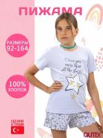 Пижама QUTEX для девочки, шорты и футболка, раз. 128-134 сиреневый