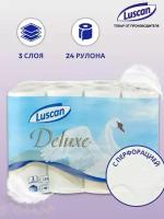 Туалетная бумага Luscan Deluxe белая, 3 слоя, 24 рулона