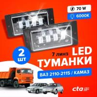 Светодиодные противотуманные LED фары для LADA (ВАЗ) 2110, 2111, 2112, 2113, 2114,2115, Камаз, Шевроле Нива (туманки ПТФ противотуманки ДХО) 40W 2 шт