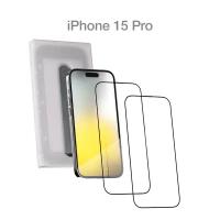 Защитное стекло с аппликатором COMMO (2 шт в комплекте) для Apple iPhone 15 Pro, прозрачное