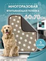 Пеленка для собак многоразовая впитывающая YUGO for you dog 60*70 см (кофейная)