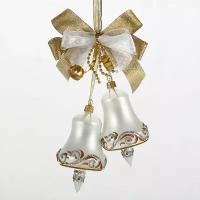 Елочка Стеклянное елочное украшение Колокольчики - Серебряный Звон 25 см золотой С 955