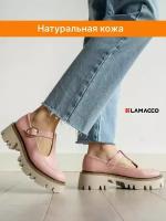 Туфли натуральная кожа мери джейн кожаные, Lamacco, 3519L_Розовый-(Бежевый-коричневый)-37