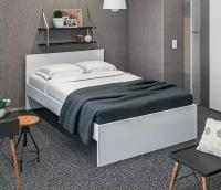 Полутороспальная кровать столплит Бруклин СБ-3352 с основанием, без матраса, Белый 125х78х205см