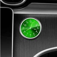 Часы автомобильные Q40 круглые, зеленый циферблат, корпус серебро