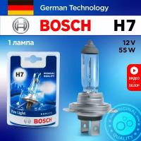 Лампа автомобильная галогенная H7 Bosch Pure Light Standart 12V 55W для дальнего или ближнего света 1 шт