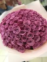Букет Роза фиолетовая 51 шт, красивый букет цветов, шикарный, цветы премиум