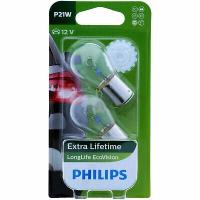 Лампа автомобильная накаливания Philips LongLife EcoVision 12498LLECOB2 P21W 21W BA15s 2 шт