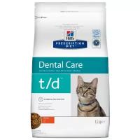Hill's Prescription Diet t/d Dental Care корм для кошек диета для здоровья ротовой полости Курица, 1,5 кг