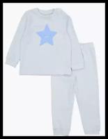 Пижама для мальчика (летняя), 100% хлопок, домашняя одежда для ребенка / Белый слон 5430 (голубой) р.104/110