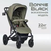 Коляска детская прогулочная Farfello Bonnie black / до 3-х лет / большие колеса / водоотталкивающая / легкая / Свежая зелень