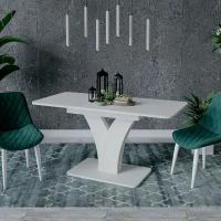 Стол обеденный раздвижной, кухонный стол со стеклом белый (ВхДхГ) 75х110х70 см, Люксембург
