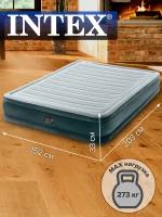 Надувная кровать двуспальная со встр. насосом 220V Intex Comfort-Plush 152х203х33 см 67770