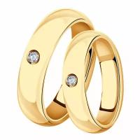 Кольцо обручальное Diamant online, красное золото, 585 проба, бриллиант, размер 16, бесцветный