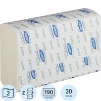 Бумажные полотенца Luscan Professional, листовые, 2 слоя, 20 упаковок по 190 листов
