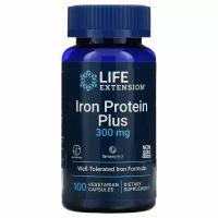 Железосодержащий белок Life Extension Iron Protein Plus, 300 мг - 100 вегетарианских капсул