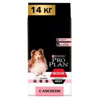 Сухой корм для собак Pro Plan Optiderma, для здоровья кожи и шерсти, при чувствительном пищеварении, лосось, с рисом 14 кг (для средних пород)