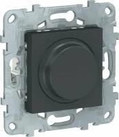 Светорегулятор поворотно-нажимной универсальный 5-200Вт антрацит UNICA NEW LED, NU551454