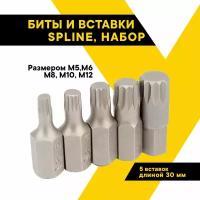 Набор бит, вставок, 5 пр. SPLINE М5-М12 30мм. блистер 40634 (АвтоDело) автодело