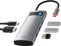 Хаб USB-концентратор Baseus Metal Gleam Series 5-in-1 Multifunctional Type-C HUB Docking Station Gray (CAHUB-CX0G)