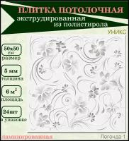 Плитка потолочная с рисунком экструдированная серая 50х50см