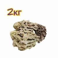 Камни для аквариума 2 кг, набор песчанник-ракушечник размер от 7 см до 15 см