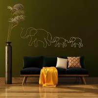 Чертеж, декоративное панно, Семья слонов (матовое золото), DXF для ЧПУ станка