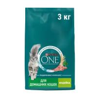 Purina One корм для домашних кошек Индейка, 3 кг