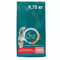 Сухой корм для стерилизованных кошек и кастрированных котов Purina ONE с высоким содержанием лосося и пшеницей 9.75 кг