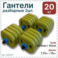 Гантели разборные Hawk 20 кг, (2шт x 10кг) пластик