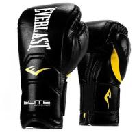 Боксерские перчатки Everlast тренировочные на липучке Elite Pro черные 16 унций