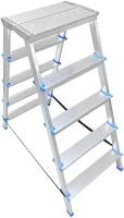 Стремянка LadderBel 5 ступеней двухстороняя с широкой площадкой Aluminum