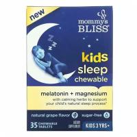 Mommys Bliss, Melatonin+Magnesium Kids Sleep, Mелатонин + Mагний для детей, вкус винограда, 35 таблеток