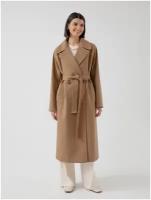 Пальто Pompa демисезонное, шерсть, силуэт прямой, удлиненное, размер 42/170, бежевый