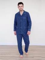 Пижама мужская фланелевая арт. 7720 синяя клетка, размер 50
