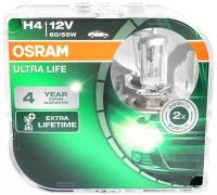 Набор ламп 12Vx60/55W H4 p43 OSRAM ULTRA LIFE 2 шт комплект