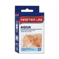 Master Uni Aqua лейкопластырь фиксирующий на полимерной основе водонепроницаемый, 15 шт.