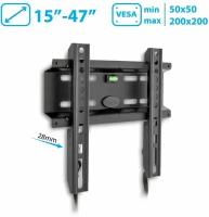 Кронштейн для ТВ KROMAX FLAT-5 black (max VESA 200x200 мм, настенный, фиксированный, max 35 кг) (26011)