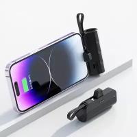 Внешний аккумулятор 2в1 5000 mAh основной lighting и шнур Type-C, Powerbank MINI (Чёрный)