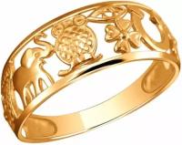 Кольцо обручальное Эстет красное золото, 585 проба, размер 16.5