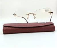 Готовые стильные очки от зрения Favarit безободковые цвет оправы бордо с футляром