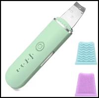 Аппарат для ультразвуковой чистки лица Gridario Face Skin Cleaning Scrubber, 4 режима, зеленый