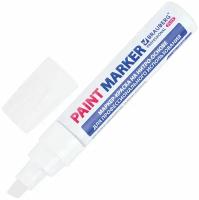 Маркер-краска лаковый paint marker по стеклу / бетону / авто 8 мм, Белый, Нитро-основа, алюминиевый корпус, Brauberg Professional Plus Jumbo, 151454