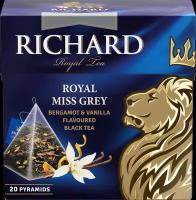 Чай черный Richard Royal Miss Grey в пирамидках, бергамот, ваниль, 20 пак