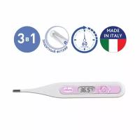 CHICCO Термометр педиатрический DigiBaby,3-в-1, цифровой, в футляре,0мес.+, розовый/термометр детский для тела/электронный градусник